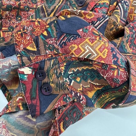 Best American Clothing 100% Silk Southwestern Print Button-Up Blouse Size Small - Picture 13 of 14